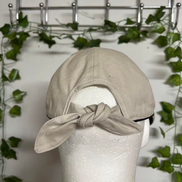 Vintage 90s‎ Hawaii Islands Womens Tie Back Hat Brimmed Soft Beige Cap OSFA USA - Picture 3 of 8